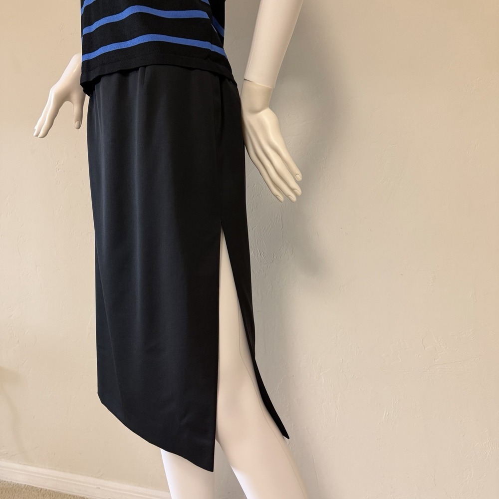 Classic ESCADA Black Pure‎ Wool Midi Pencil Skirt High Rise  with slit size 36 - Picture 5 of 15